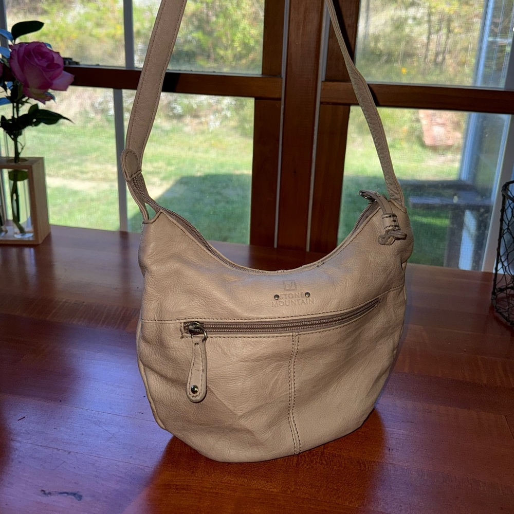 Stone Mountain genuine leather Beige and Coral Handbag